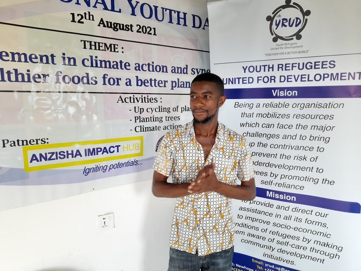 A YRUD member speaking at an International Youth Day climate-action event